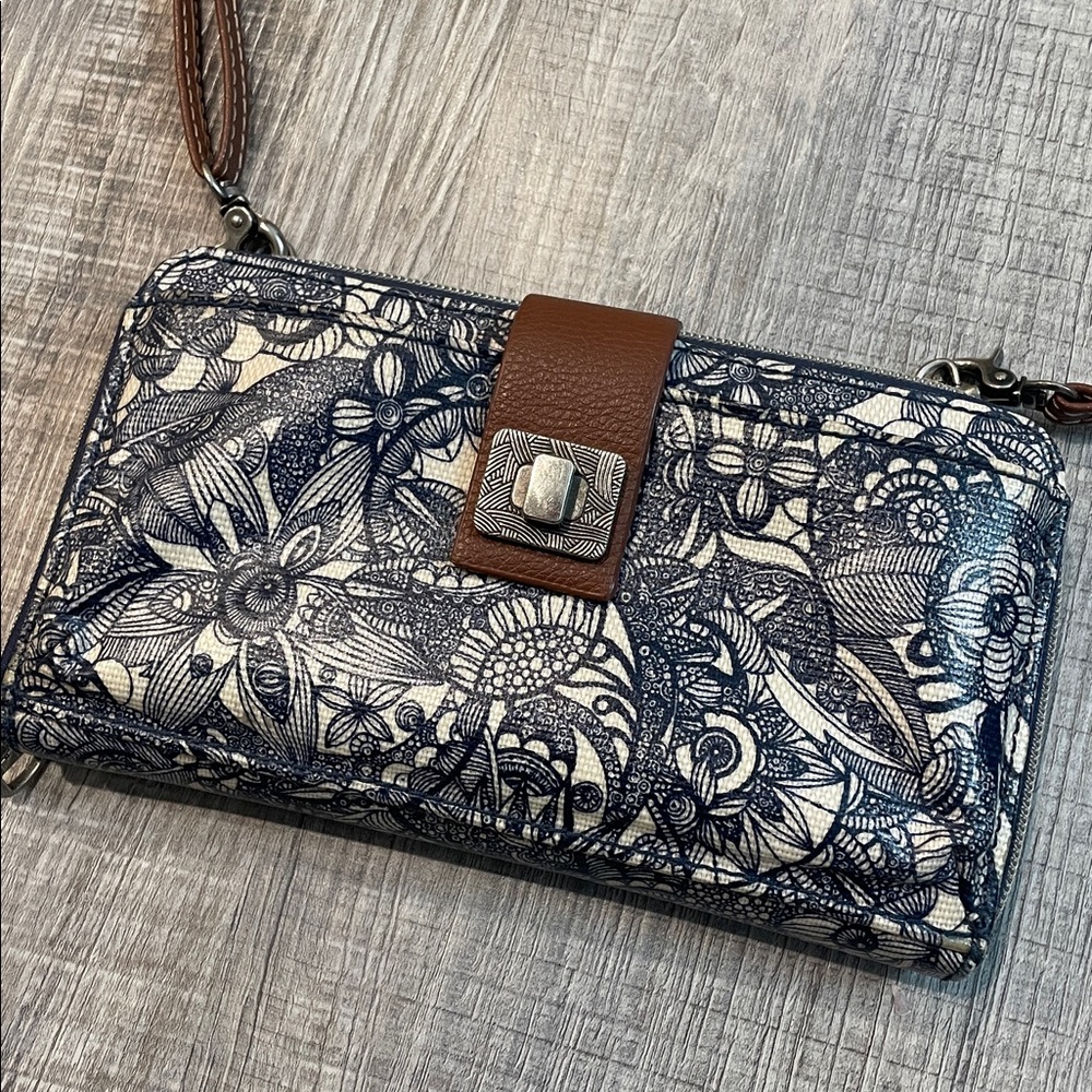 Sakroots Blue Floral Wallet with strap